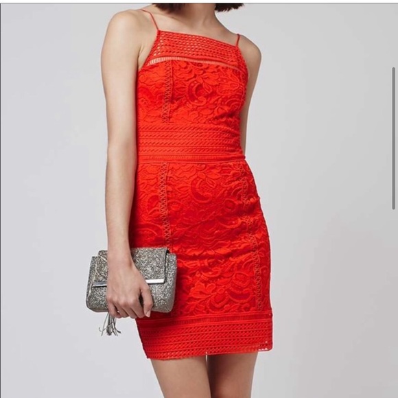 Topshop red 2025 lace dress
